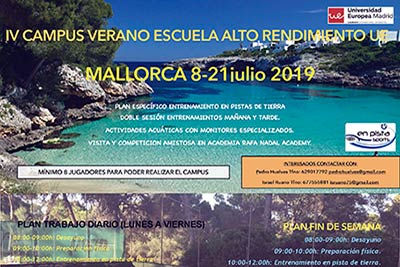IV Campus de verano de la escuela de alto rendimiento de tenis. Del 8 al 21 de julio.