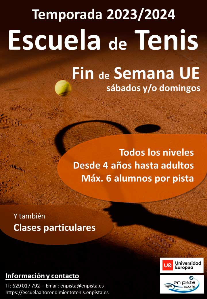 Clases en la Escuela de Alto Rendimiento de Tenis UE 2023-2024. Abierto el plazo de inscripción