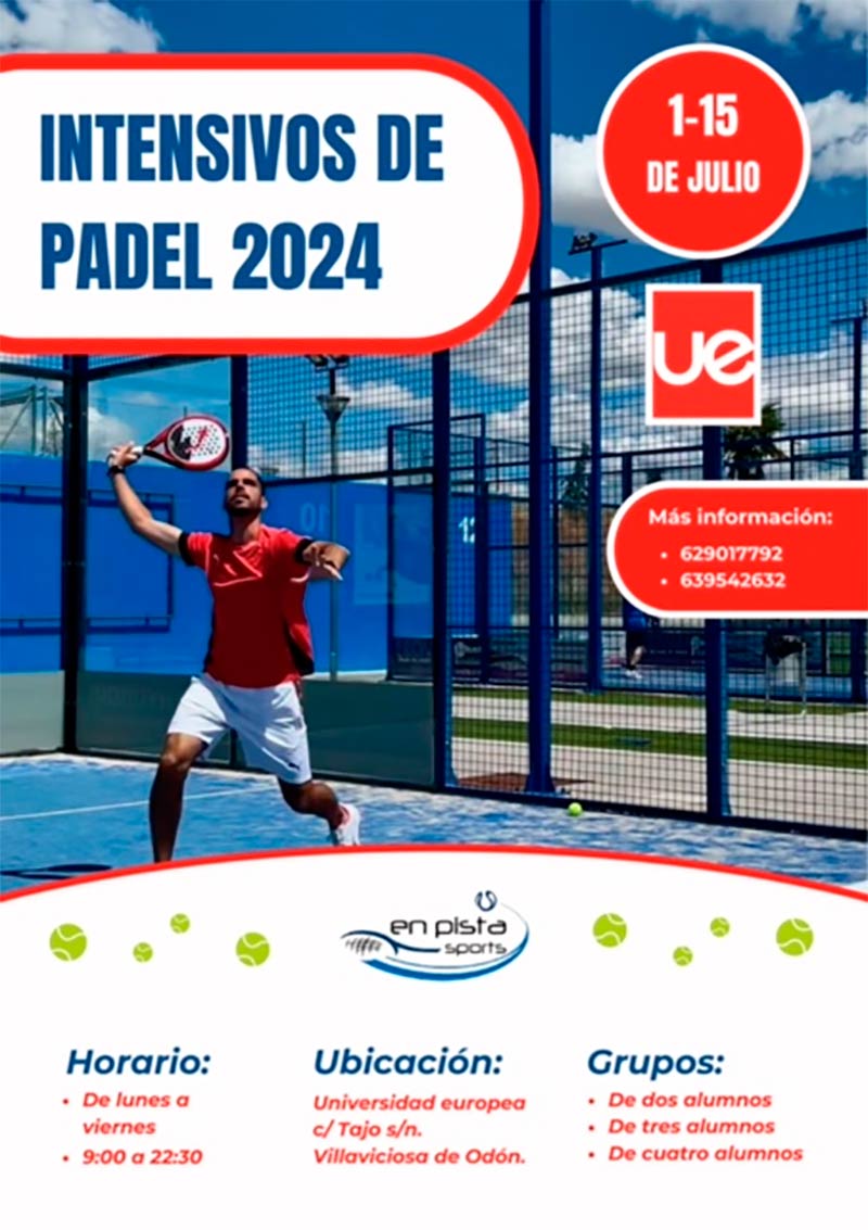 Cursos intensivos de pádel 2024. Abierto el plazo de inscripción